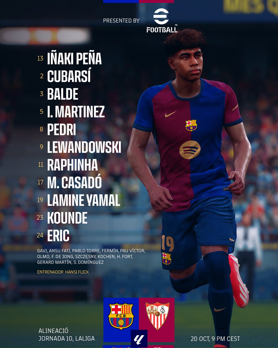 تشكيلتنا لمباراة الليلة 

⌛ #BarçaSevilla