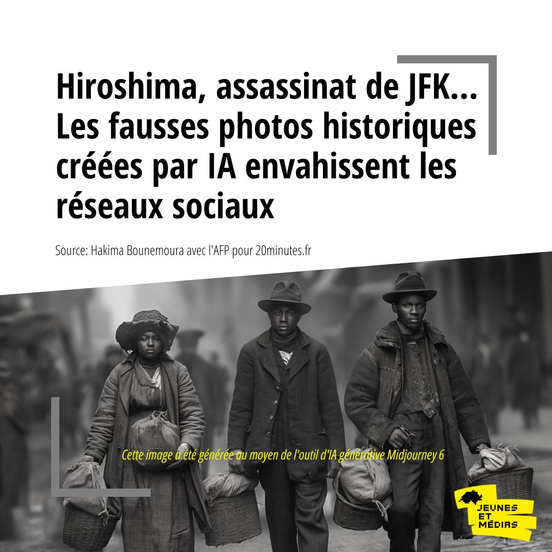 Jeunesetmedias's tweet photo. Ce phénomène inquiète historiens et spécialistes de l'image. Ils craignent que ces fausses images ne soient considérées comme vraies, altérant notre compréhension de l'histoire et diminuant la confiance du public envers les sources visuelles historiques.
https://t.co/4ATolMjrpq https://t.co/0fxRmdaEYs