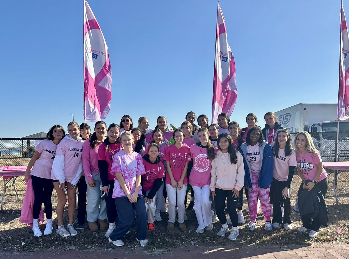 John Glenn Girls Volleyball and Girls Soccer Teams at the Jones Beach Cancer Walk . Thank you for representing the Elwood Community.