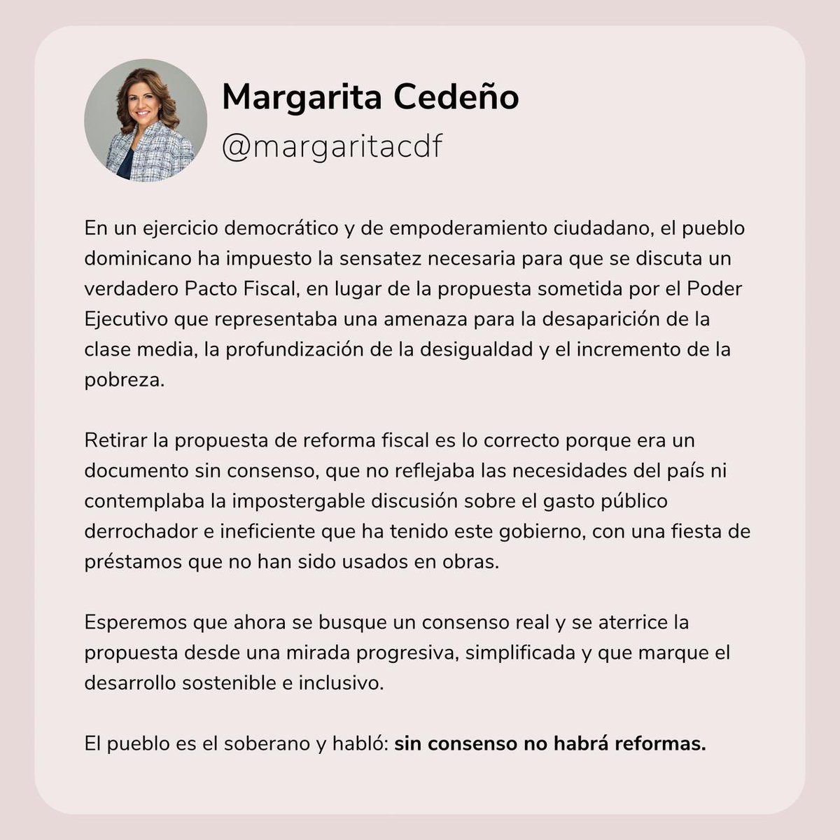 margaritacdf's tweet image. Sobre el retiro de la propuesta de reforma fiscal.