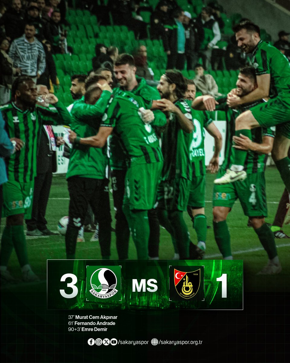 Sakaryaspor's tweet photo. Maç sonucu| Sakaryaspor 3-1 Uğur Okulları İstanbulspor

#SAKvİST https://t.co/uii3OYRrG4