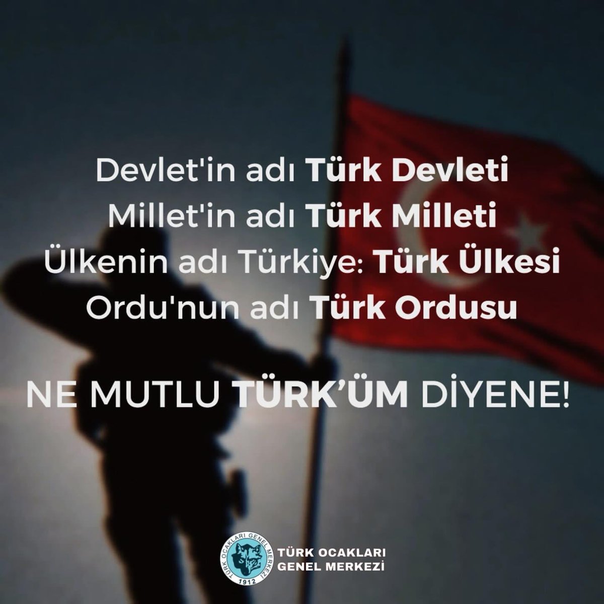 Devlet’in adı Türk Devleti❗️

Millet’in adı Türk Milleti❗️

Ülkenin adı Türkiye:Türk Ülkesi🇹🇷

Ordu’nun adı Türk Ordusu🏹

Ne Mutlu Türk’üm Diyene! 🇹🇷