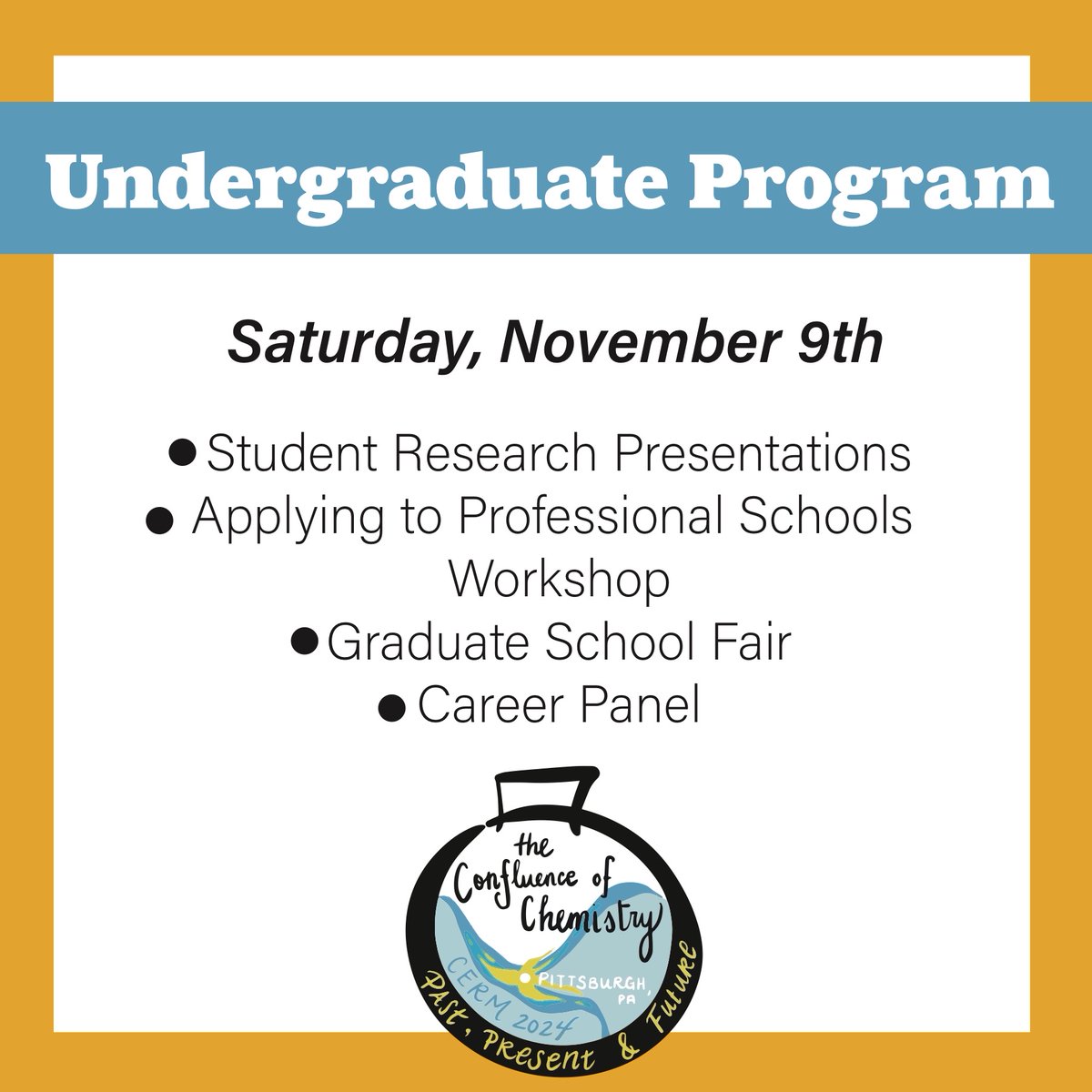 CERM has opportunities for undergradates as well! Join us Saturday, November 9th for student research presentations, a workshop on applying to professional schools, a graduate school fair, and a career panel. #cerm #undergrad 

Register at acscerm2024.org/registration/