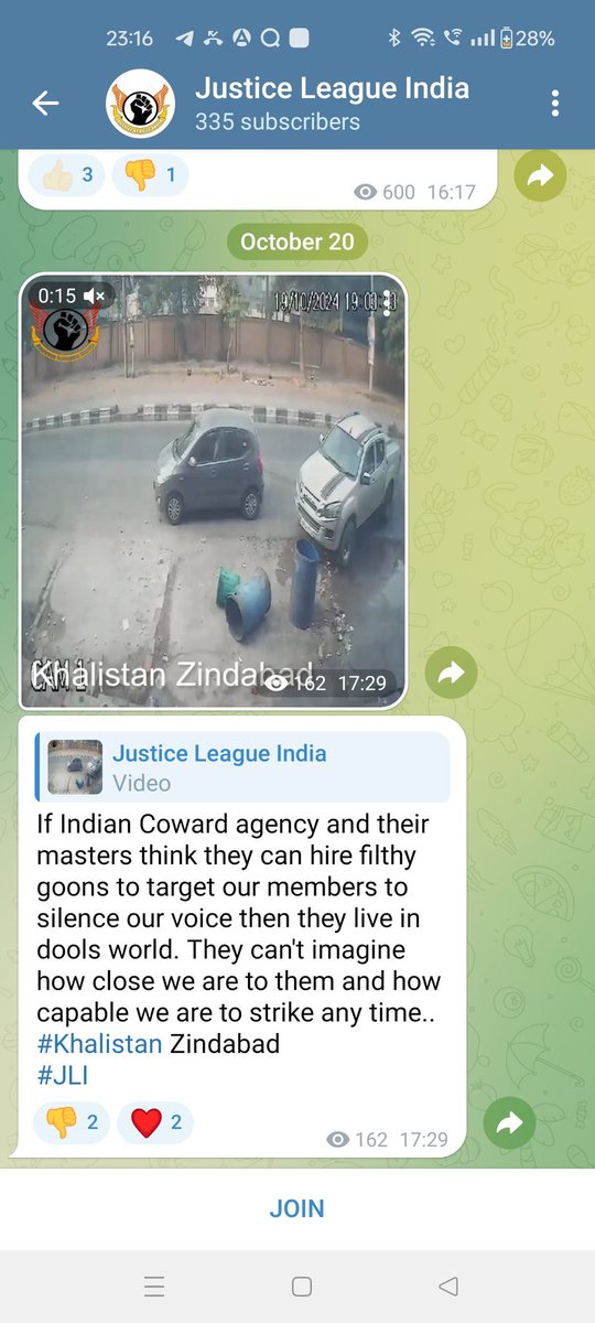 theabhishekrwt's tweet image. रोहिणी में हुए बम धमाके को लेकर #telegramapp पर एक ग्रुप ने ज़िम्मेदारी लेते हुए दावा किया कि ये काम खालिस्तानी संगठन का है और भारत के लिए चेतावनी है। 
हालांकि @DelhiPolice ने अभी ये पुष्टि नहीं कि है कि इस धमाके में खालिस्तानी एंगल है या नहीं। जांच जारी है।
@TheFederal_News