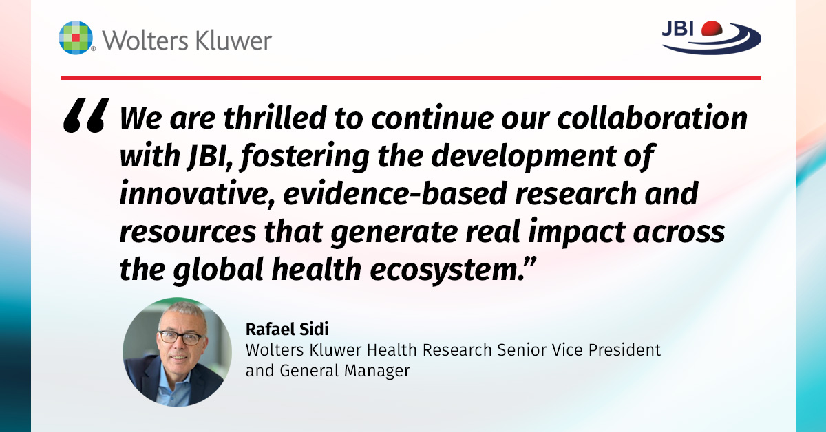 We are excited to continue our collaboration with <a href="/JBIEBHC/">JBI</a> to support the delivery of world-class research and drive the development of evidence-based resources that improve patient care: ow.ly/Fj8350TO06B
#Healthcare #EBHC
