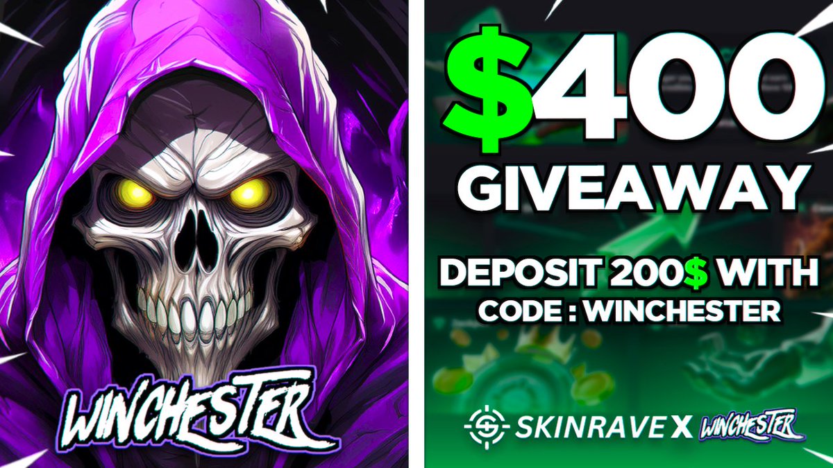 winchesterslots's tweet photo. 💰$400 Skinrave Deposit Giveaway

✅$200 Depo with "winchester" code!
✅ https://t.co/1sAnkJhw60
 ☑ RT + Tag 1

☑ You need to send proof in my discord under "skinrave 200"
(https://t.co/jOk7hODnal)

💰EXTRA $20 For Random RT + TAG
💎$10 for RT winner if first to tag someone who deposits

🎁 - Giveaway ends in 7 days!

#CSGO #CSGOGiveaway #skinrave #Competition #casebattlegiveaway #deposit #skinravedeposit