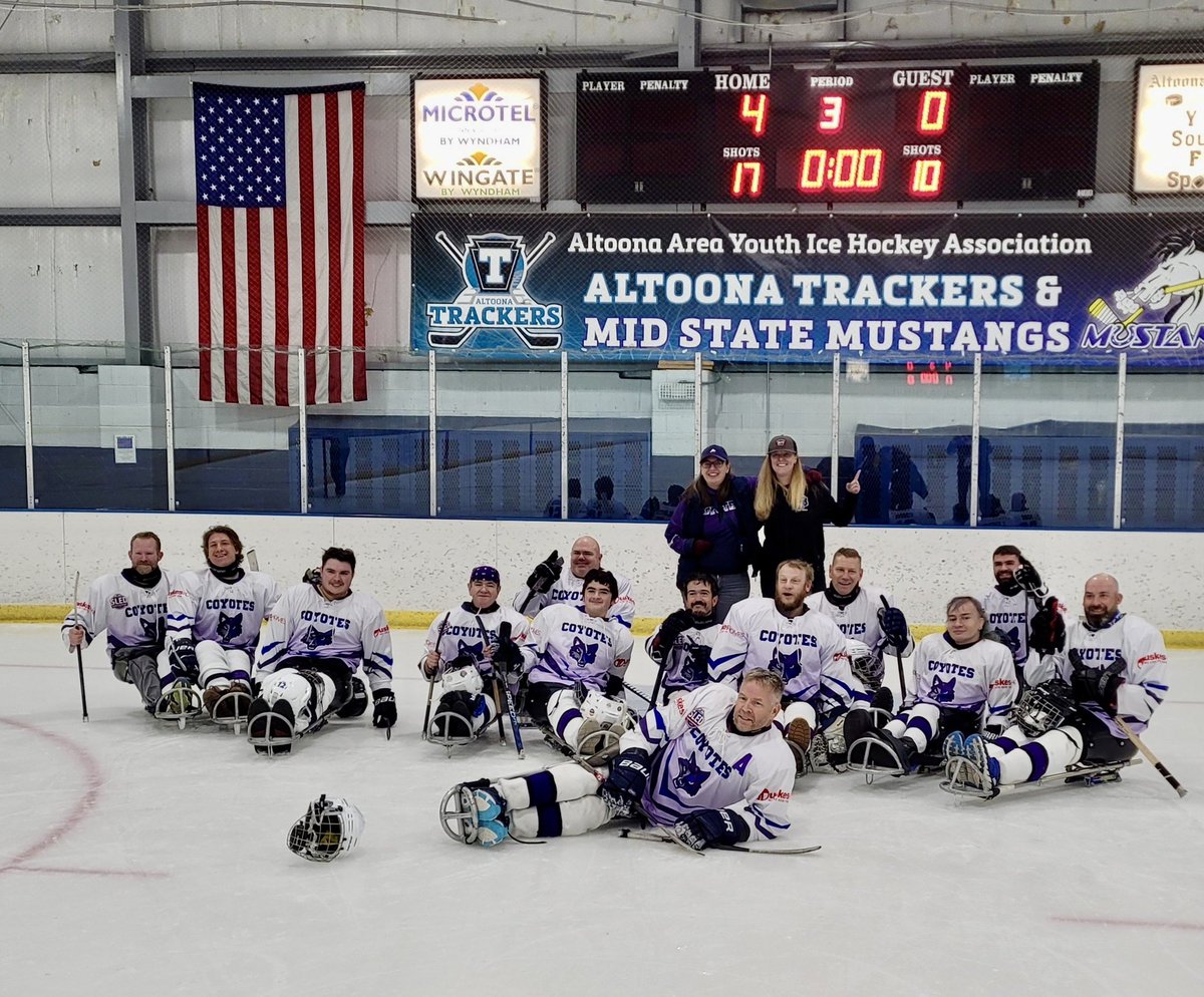 Congrats to our friends the State College Coyotes on securing their first ever league win earlier today!! 🛷🏒 

#HockeyValley