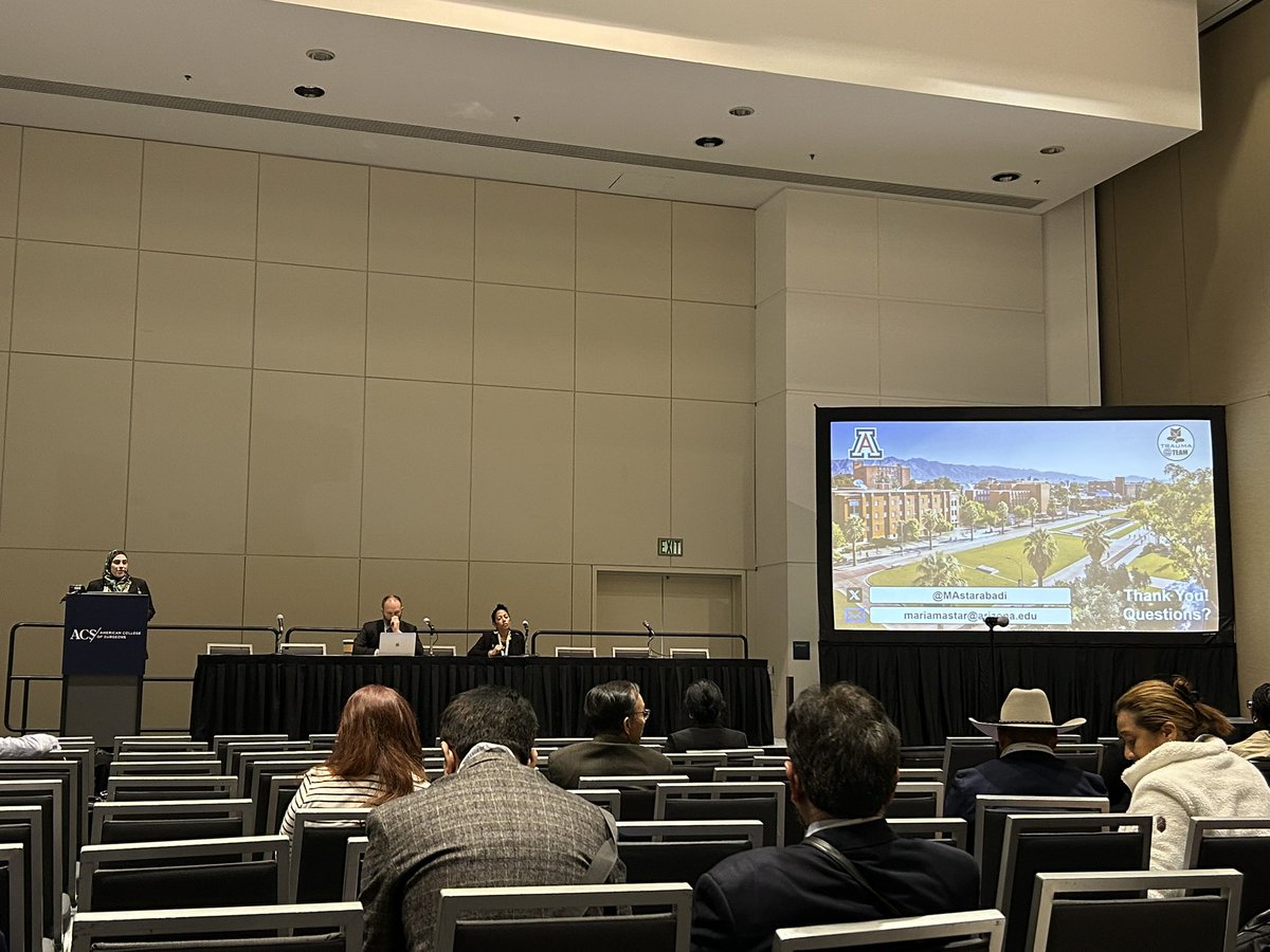 Haris Khurshid (@hariskmd) on Twitter photo Great presentation by <a href="/MAstarabadi/">Mariam Astarabadi</a> on the impact of Time to Take Back Operation in Damage Control Laparotomy.
Grateful to our mentor <a href="/TopKniFe_B/">Bellal Joseph</a> for this opportunity.
#ACSCC24
#FellowshipOfTheSun
<a href="/AZTraumaCats/">UA Trauma</a> Great presentation by <a href="/MAstarabadi/">Mariam Astarabadi</a> on the impact of Time to Take Back Operation in Damage Control Laparotomy.
Grateful to our mentor <a href="/TopKniFe_B/">Bellal Joseph</a> for this opportunity.
#ACSCC24
#FellowshipOfTheSun
<a href="/AZTraumaCats/">UA Trauma</a>