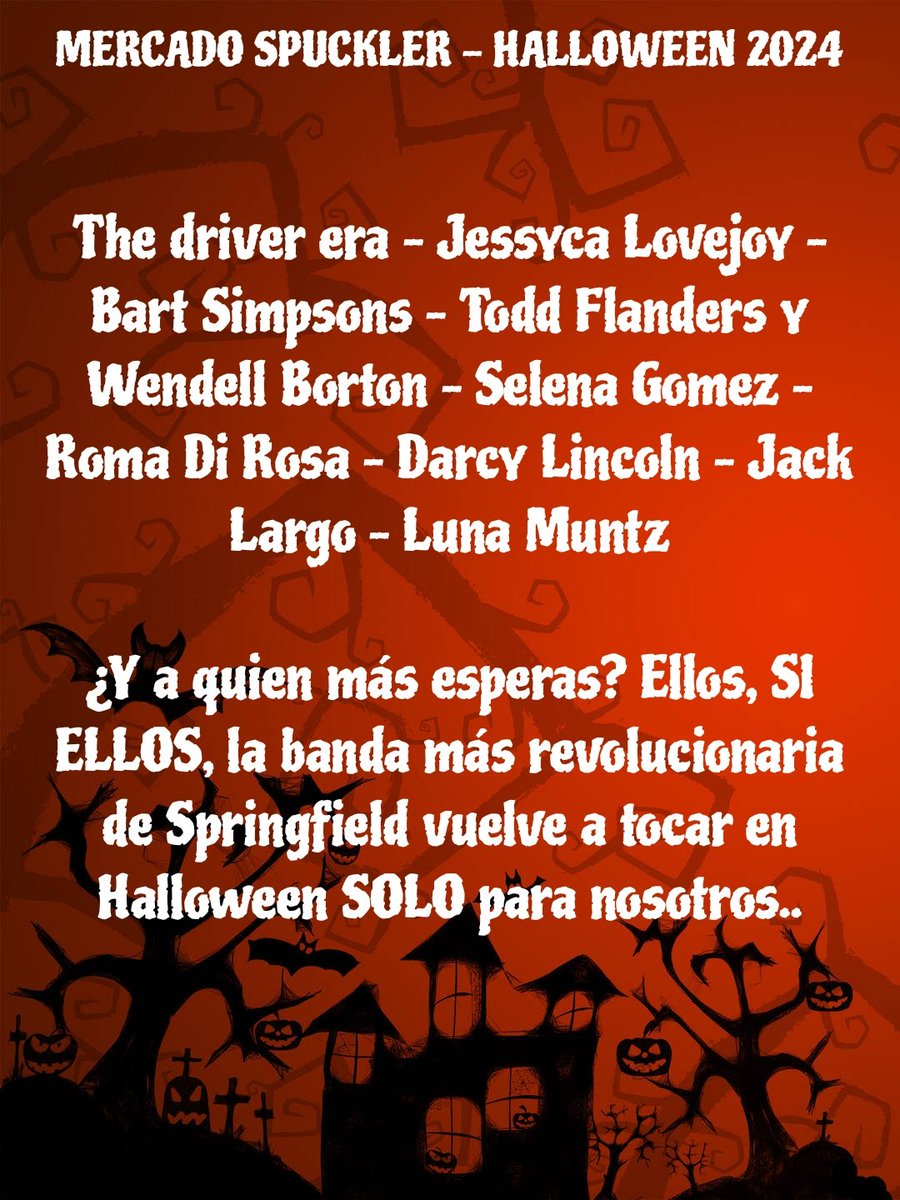 MercadoSpuckler's tweet image. ➠「 HALLOWEEN
                   ( #SimpsonsHalloween ) 」

—— ◇ Música en vivo.
        —— ◇ Sorteos variados.
—— ◇ Concurso de disfraces.
        —— ◇ y muchas sorpresas... 

            ¡No te lo podes perder!
 Todos invitados. Entrada gratuita.