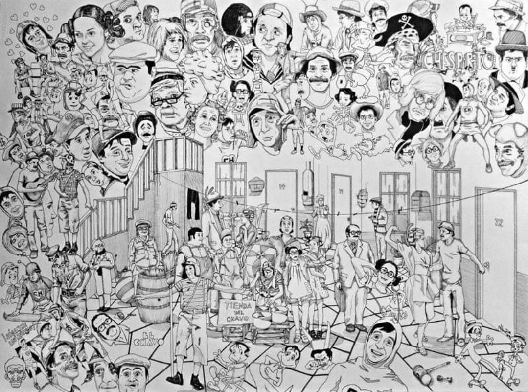 CarmenValdesJul's tweet image. Maravilloso dibujo donde aparecen todos los personajes de las series creadas por Chespirito! Falta alguno?
Quisiera saber el autor que lo realizó! #Chespirito #chavodel8 #donramon #chapulincolorado #ramonvaldes #Monchito #peterete #Televisa #chavodelocho