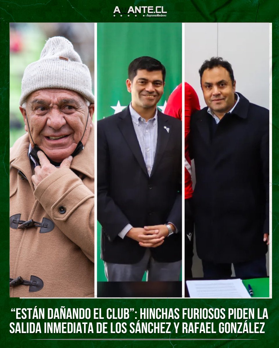 AwanteCL's tweet photo. #Noticias • ES INSOSTENIBLE QUE SIGAN EN WANDERERS 🚨

Miles de hinchas exigen la salida inmediata de Reinaldo Sánchez, Andrés Sánchez (y toda la familia) y Rafael González de Wanderers. 

¿Qué tiene que venir ahora? https://t.co/x0gBmEmfgH