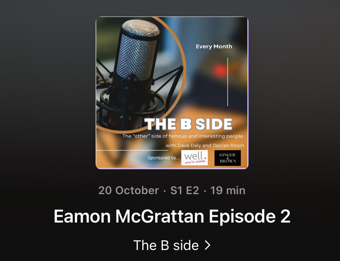 The B side podcast (@thebsidepod) on Twitter photo Episode 2 is live now wherever you get your podcasts….in this episode we chat to Eamon MCGrattan about his journey… <a href="/DaveDalyFM/">David Daly</a> <a href="/DeclanRalph/">Declan Ralph</a> Episode 2 is live now wherever you get your podcasts….in this episode we chat to Eamon MCGrattan about his journey… <a href="/DaveDalyFM/">David Daly</a> <a href="/DeclanRalph/">Declan Ralph</a>