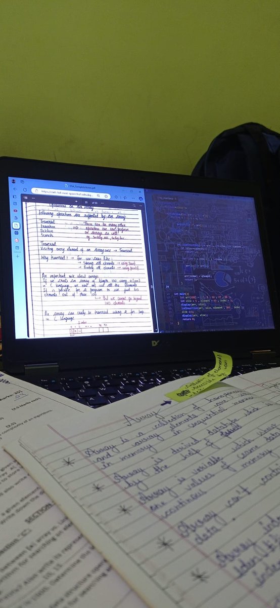 krishnkumar989's tweet photo. "Day 67 of #100DaysOfCode: 📚 Focused on revising arrays and linked lists in DSA today, prepping for my midterm exam in two days. Balancing study and coding, and feeling ready for what’s ahead! 💻✨ #DSA #CodingJourney #MidtermPrep #KeepLearning" https://t.co/SoU1Q853KF