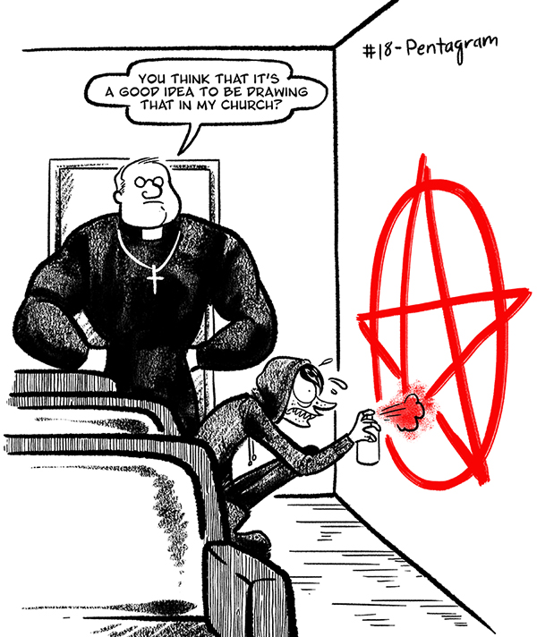 FuntownJail's tweet photo. RetroSupply Co. Fright Fall- 
18- Pentagram- "I kick ass for the Lord!" 
19- Rat- Hobo rat.   

#frightfall #frightfall2024 #retrosupply #illustration #cartoon https://t.co/FPeYPBGds1