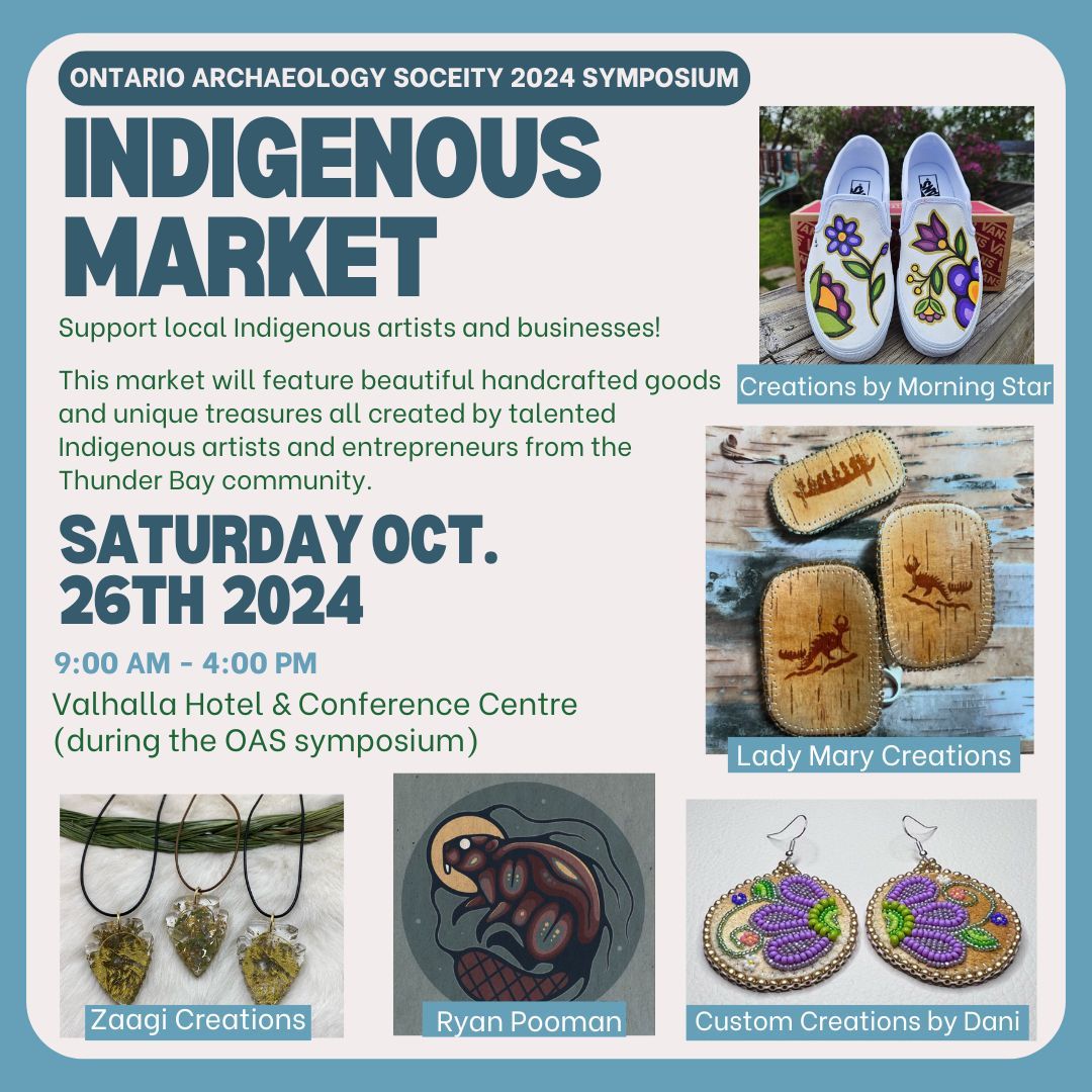 If you are attending the 2024 OAS Symposium next weekend in Thunder Bay, be sure to stop by the ✨Indigenous Market✨ taking place on Saturday, Oct. 26th, from 9am-4pm!