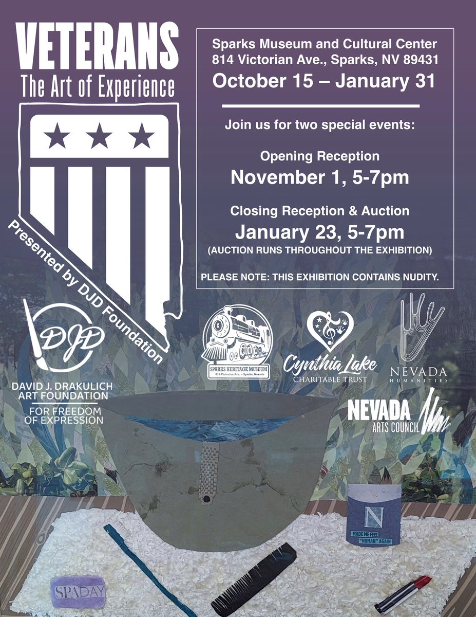 Join us at the Sparks Museum and Cultural Center for an incredible art exhibition honoring veterans through the power of creative expression! Presented by the David J. Drakulich Art Foundation, this exhibition will run from October 15 – January 31 🎨🇺🇸