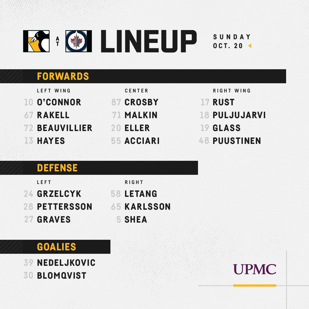 penguins's tweet photo. Welcome back, Ned!

Also, there have been a few changes to the forward line combos from last game. https://t.co/HfVO3HQztZ