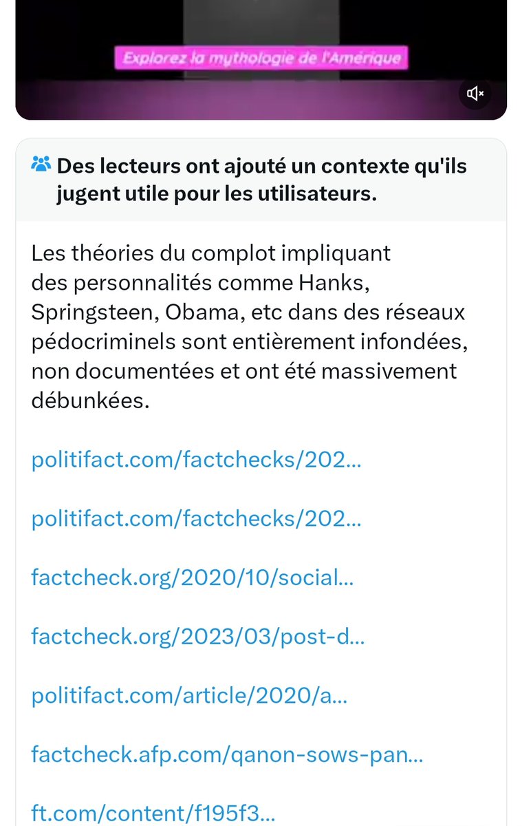 Mon post sur #Springsteen a apparemment donné du travail aux fact-checkers. J'ai dû toucher un sujet qu'il ne fallait pas... #Hanks et #Obama, "théories du complot" débunkées avec des liens QAnon pour appuyer leurs justifications... 😏 
J'aimerais quand même bien savoir si ça