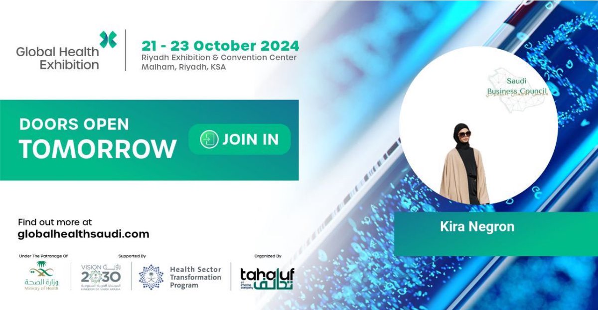 KiraNegron's tweet photo. Iโm excited to share that I will be attending the Global Health Exhibition 2024 which opens its doors tomorrow. Join us in exploring healthcare innovations and connecting with industry experts.
Register Now: https://t.co/vPVmI9wtsA
#SaudiArabia #SaudiVision2030
#GHE24 #GLTRCORE https://t.co/MoMIaU91fT