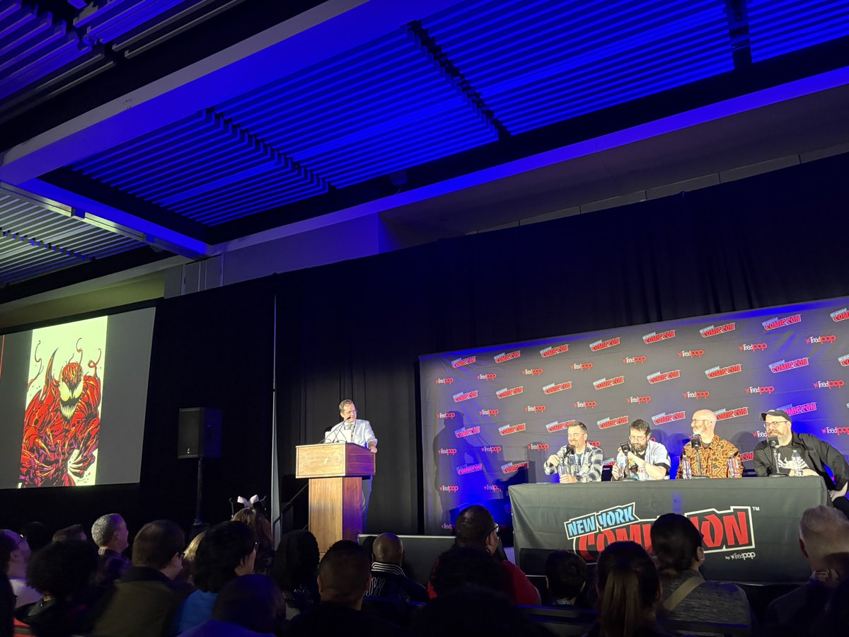 Just announced at the NYCC Spider-Man/Venom panel, Eddie Brock: Carnage by <a href="/CharlesSoule/">Charles Soule</a>. He says Eddie will have to feed the symbiote’s murder addiction by hunting down Marvel serial killers. Big horror vibes, excited for this one next February.