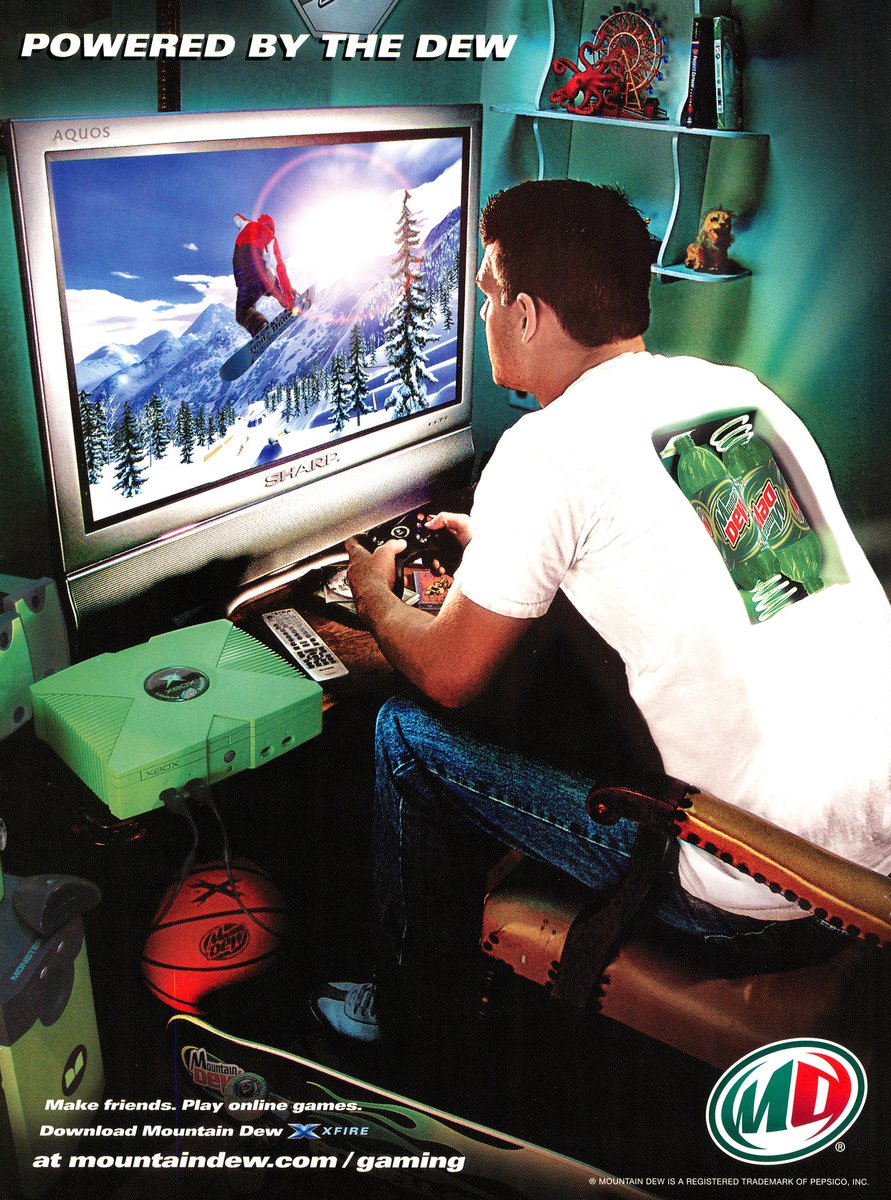 Mountain Dew

"Powered by the Dew" (Electronic Gaming Monthly #181, Aug. 2004)