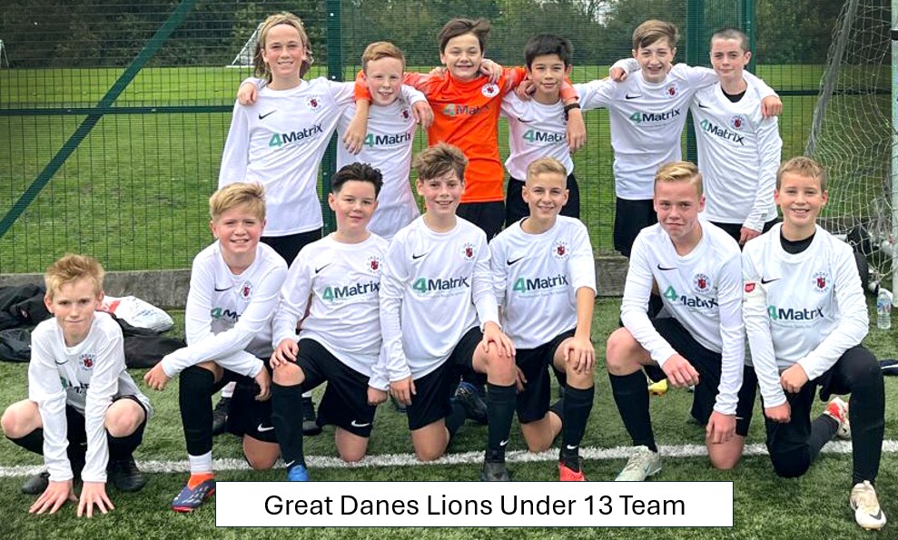 4Matrix is pleased to sponsor Great Danes Lions Under-13 Team - who won today 4 goals to 2 !