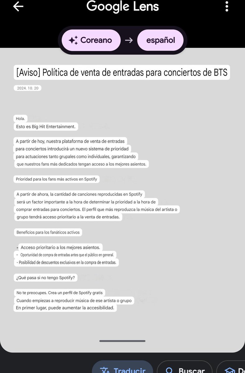 jnfication's tweet photo. — Big Hit anunció que ahora se dara beneficios a perfiles de spotify que más reproducciones le hayan dado a #BTS tanto grupal como individual para la compra de boletos en futuros conciertos.

¡ESTO ES INCREÍBLE! 🎀💕 https://t.co/G5wxeqlToR