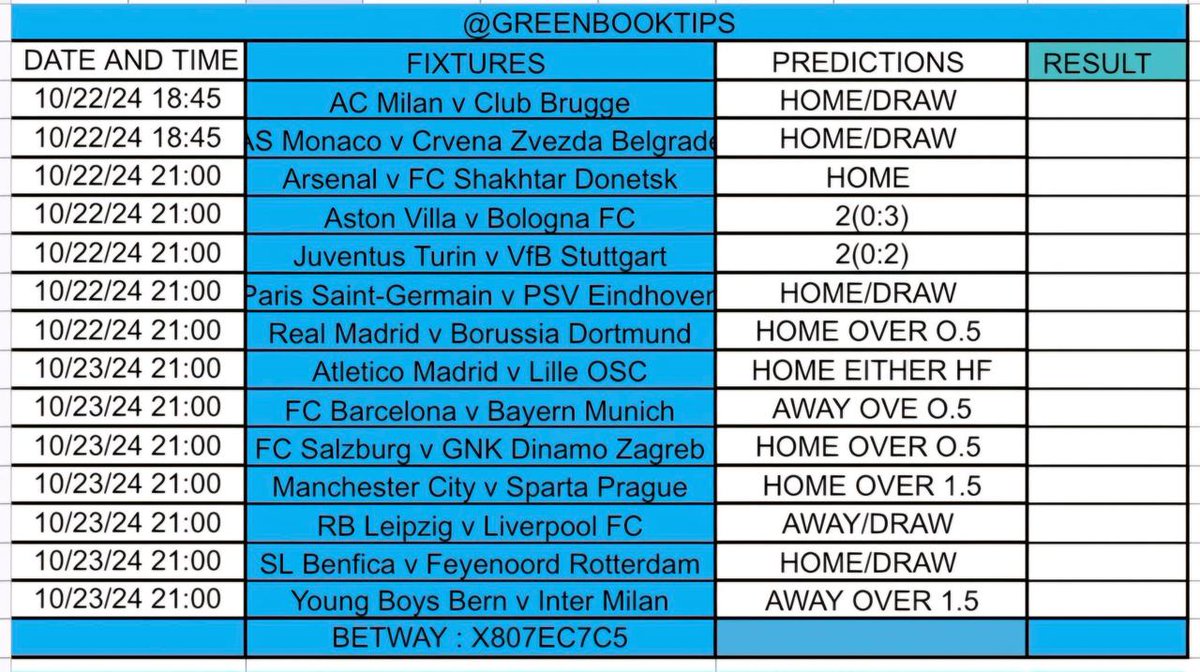 bettinghubza's tweet photo. 🚨 🇪🇺CHAMPION LEAGUE 🇪🇺🚨
Good day beautiful people as we starting the week my team and I have been going through this champions league games hope y'all find it useful.🙏🔥

 Betway Code: X807EC7C5
Betway code : X807EC7C5
 
Join our free tel group 👇https://t.co/ywunu8YutF
Edit. https://t.co/BSU5CBSQTl
