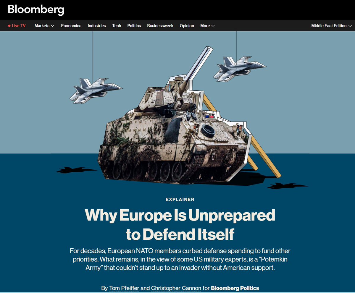 Bloomberg | ÖZET | Avrupa Kendini Savunmaya Neden Hazır Değil?

Kısacası Trump seçilirse Avrupa’nın vay haline. Çok ayrıntılı ve uzun bir makale. Avrupa’daki tüm ülkeleri ve her birinin hava, deniz, kara kuvvetlerindeki envanteri ayrıntısıyla ele almış.

ÖNE ÇIKANLAR

Özellikle