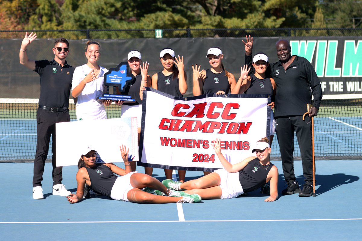 Back-to-back-to-back-to-back!!!

FOUR straight for #WilmUTennis as they defeat Chestnut Hill, 4-1, in the CACC Tournament Championship today!!

Gloria Barcaro clinched both the Semifinal and the Championship points, earning CACC Tournament MVP honors!

#LetsGoCats!!!