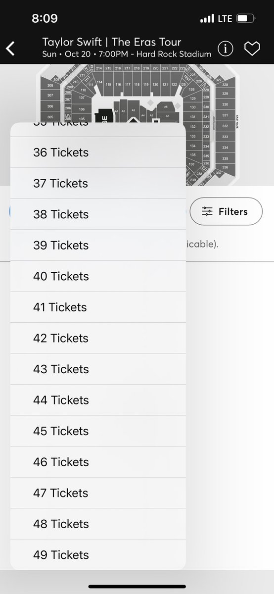 MeterKennedy's tweet photo. @swiftieswanttix Look at how the map appeared last night with no limits to tickets so wild https://t.co/kJsSuWlBoC