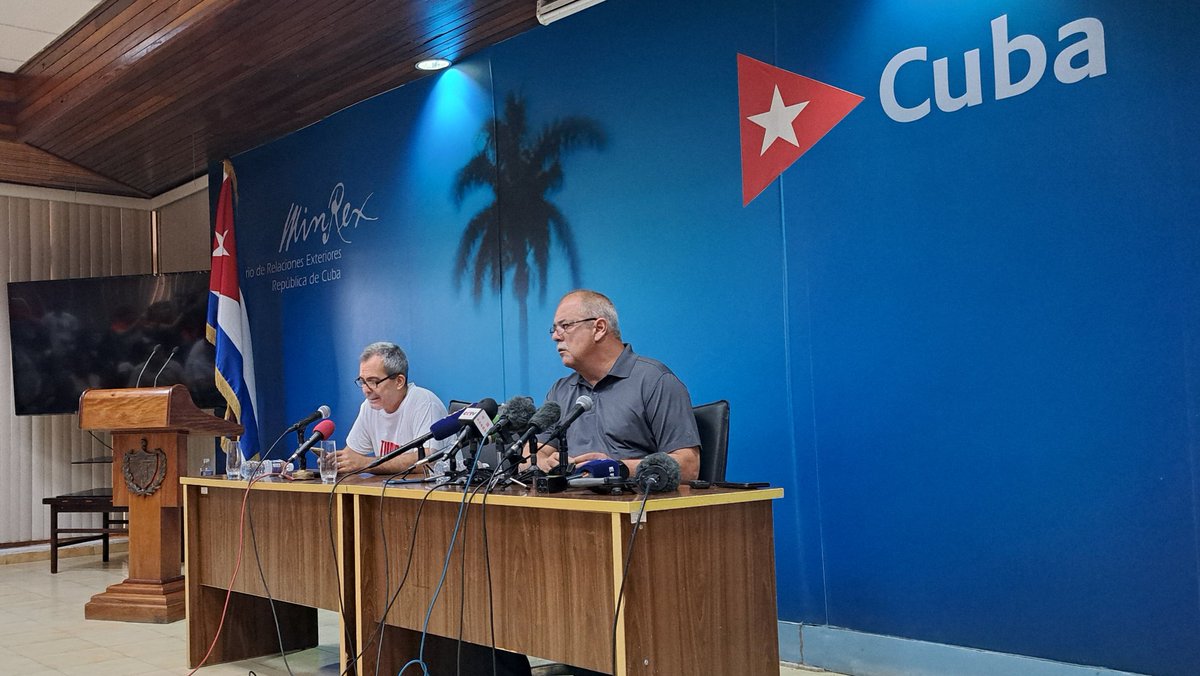 #Cuba 🇨🇺
En conferencia de prensa con medios nacionales y extranjeros <a href="/VicentedelaO2/">Vicente de la O Levy</a>  explicó 
la causa de la caída del sistema eléctrico, el complejo proceso de restablecimiento y el pronóstico para las próximas jornadas.
