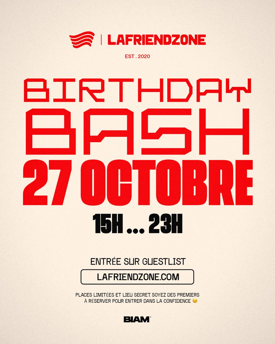 LE MOUVEMENT A 4 ANS 🎉

Depuis 2020, avec et grâce à vous.

Rejoignez-nous ce 27 octobre en cliquant sur le lien juste en dessous. Qu'on célèbre ça ce dimanche entre 15 et 23h.

LIEN - LAFRIENDZONE.COM 

#4BirthdayBash #lafriendzone
