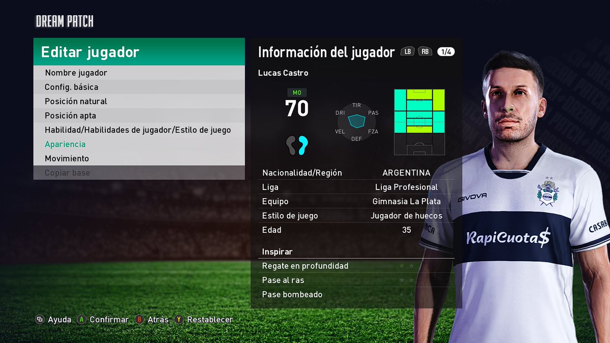 valeenfacemaker's tweet photo. LUCAS CASTRO FACES #PES2021 #FACEMAKER #lucascastro #gimnasia #eFootball2024 #dreampatch2025 Creditos:Valeen22facemaker   LINK:https://t.co/Qj9tgmsx1Z https://t.co/2HMBMTM8fY