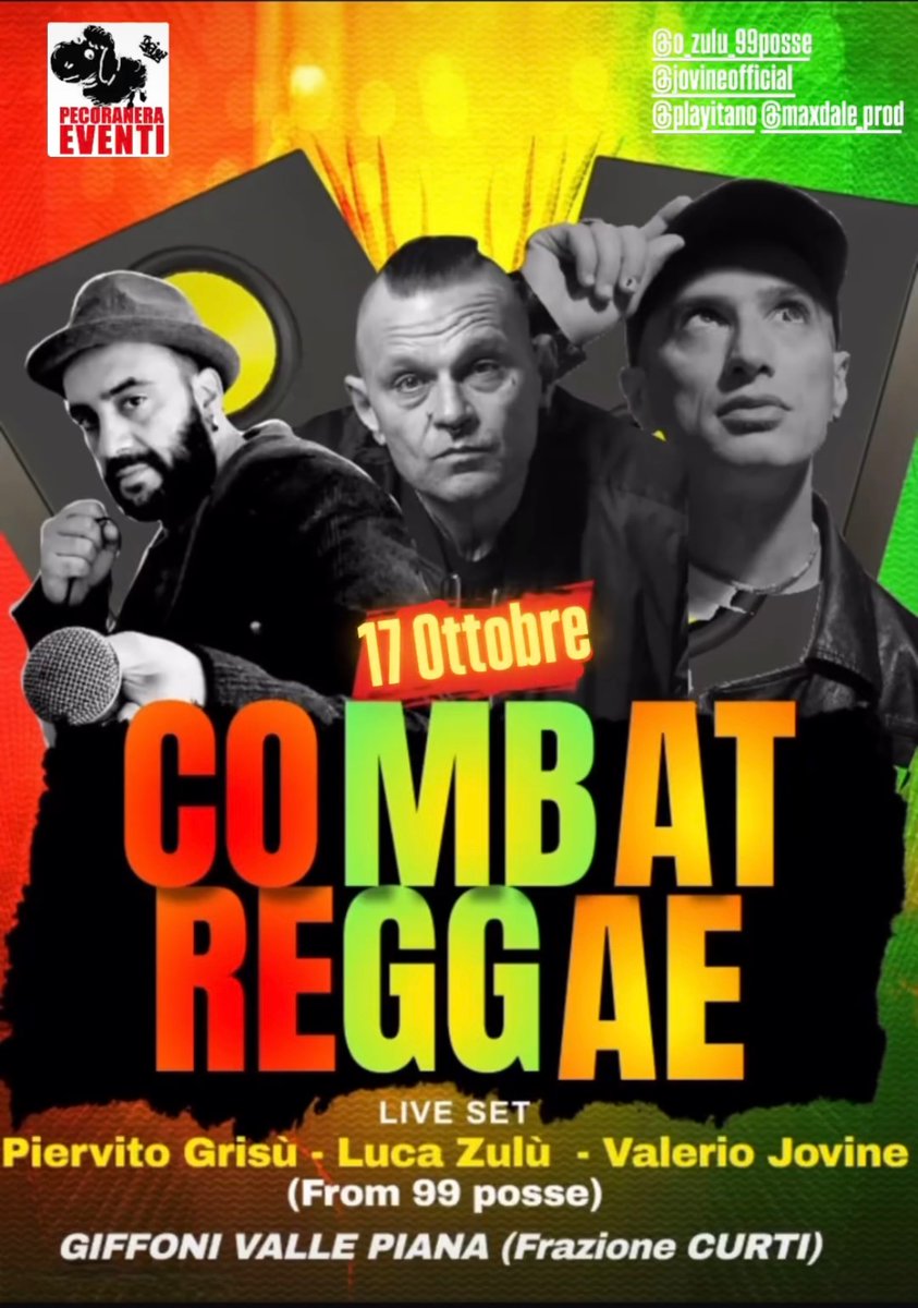 piervitogrisu's tweet photo. Combat Reggae-Zulu’(99 Posse)-Jovine-Piervito Grisu’♥️💛💚🇯🇲 https://t.co/ZKU3rsIAwG