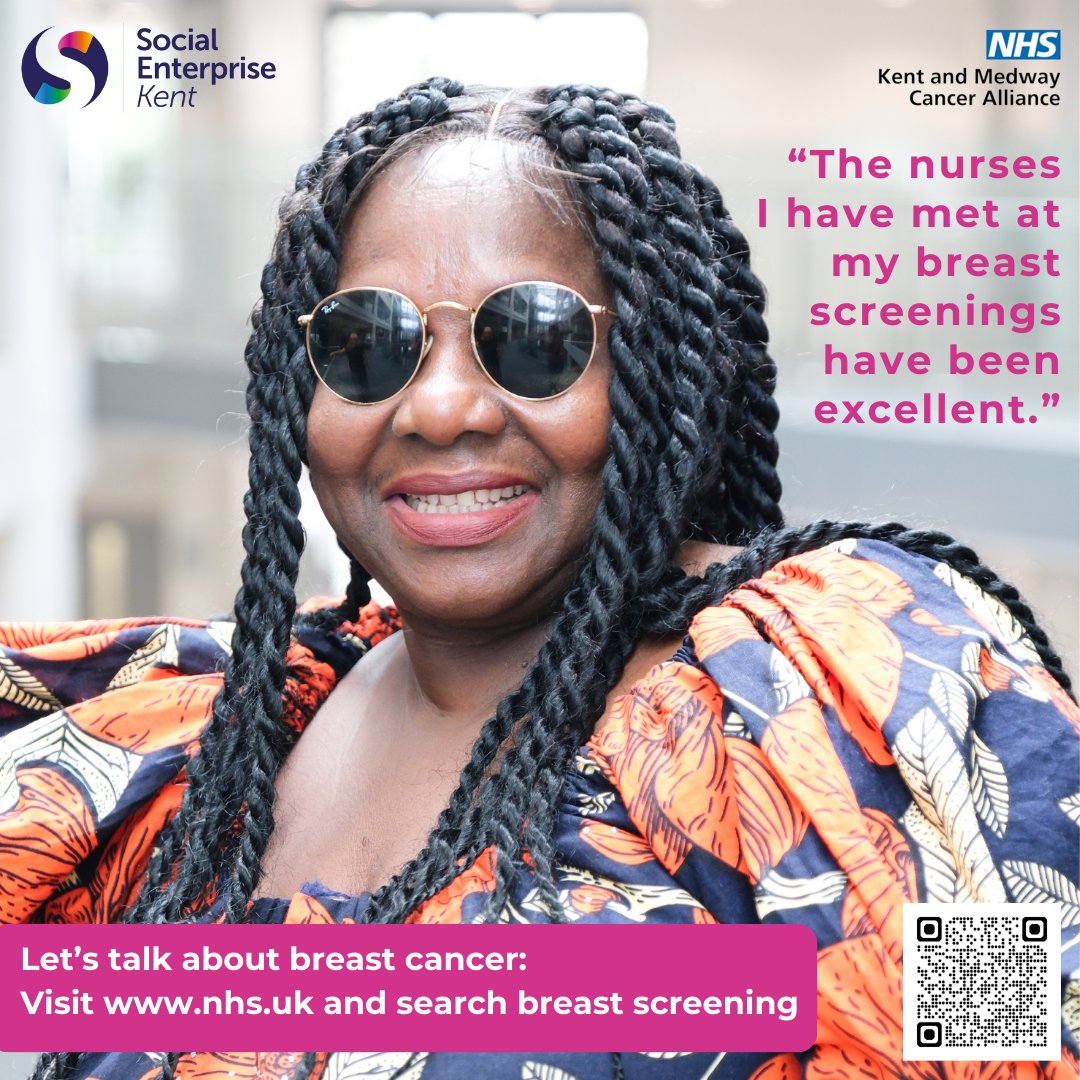 SocialEnterpriseKent (@socentkent) on Twitter photo It’s Breast Cancer Awareness Month. Let’s talk about screening! NHS England invites all women and people with breast tissue aged 50-71 for breast screening every 3 years.
📸 by Ben Bowles for our video campaign supported by <a href="/nhskmca/">NHS Kent and Medway Cancer Alliance</a> <a href="/NHSKentMedway/">NHS Kent and Medway</a> It’s Breast Cancer Awareness Month. Let’s talk about screening! NHS England invites all women and people with breast tissue aged 50-71 for breast screening every 3 years.
📸 by Ben Bowles for our video campaign supported by <a href="/nhskmca/">NHS Kent and Medway Cancer Alliance</a> <a href="/NHSKentMedway/">NHS Kent and Medway</a>