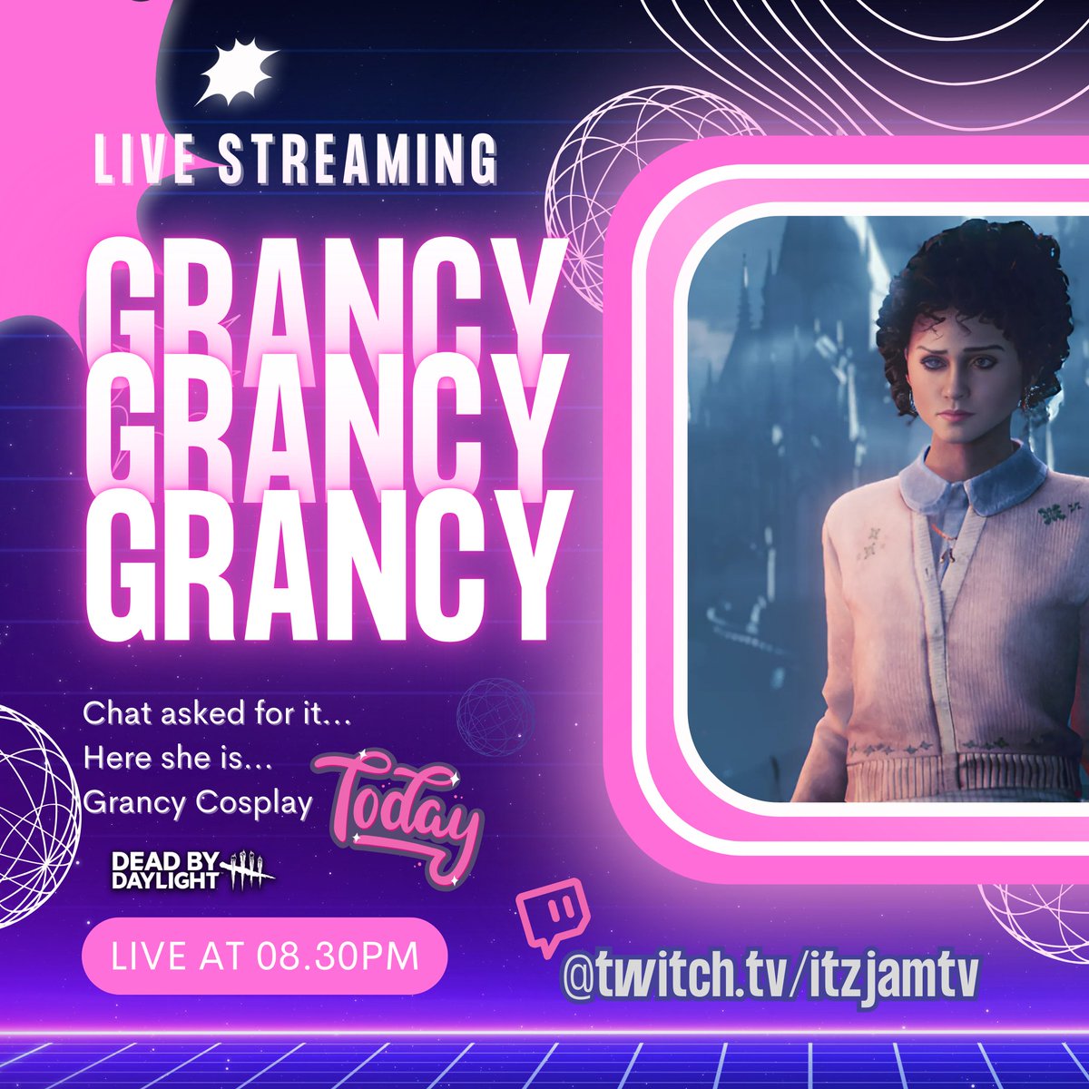 Jaminet_4's tweet photo. 🩷Grancy Wheeler Cosplay Tonight 🩷
@DeadbyDaylight #ShirtMySurvivor #twitchstreamer 
#cosplay #dbd #Livestream 👻

🔗https://t.co/JKVPHmkuhc 🩶✨🧓 https://t.co/KX036AS0pM