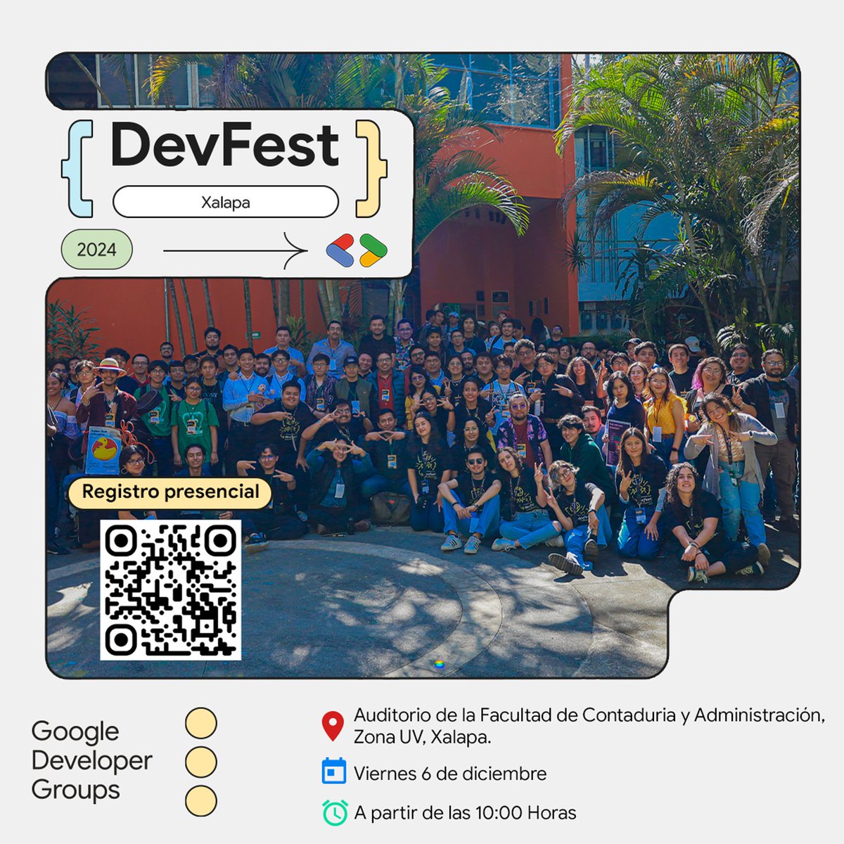 ¡Habemus #DevFest 2024 en #Xalapa! 🥳😎 No te quedes fuera de este evento imperdible para desarrolladores y estudiantes 💻

Descubre las últimas tendencias en tecnología y conecta con expertos de Google y líderes de la región. 🌐
... 1/2