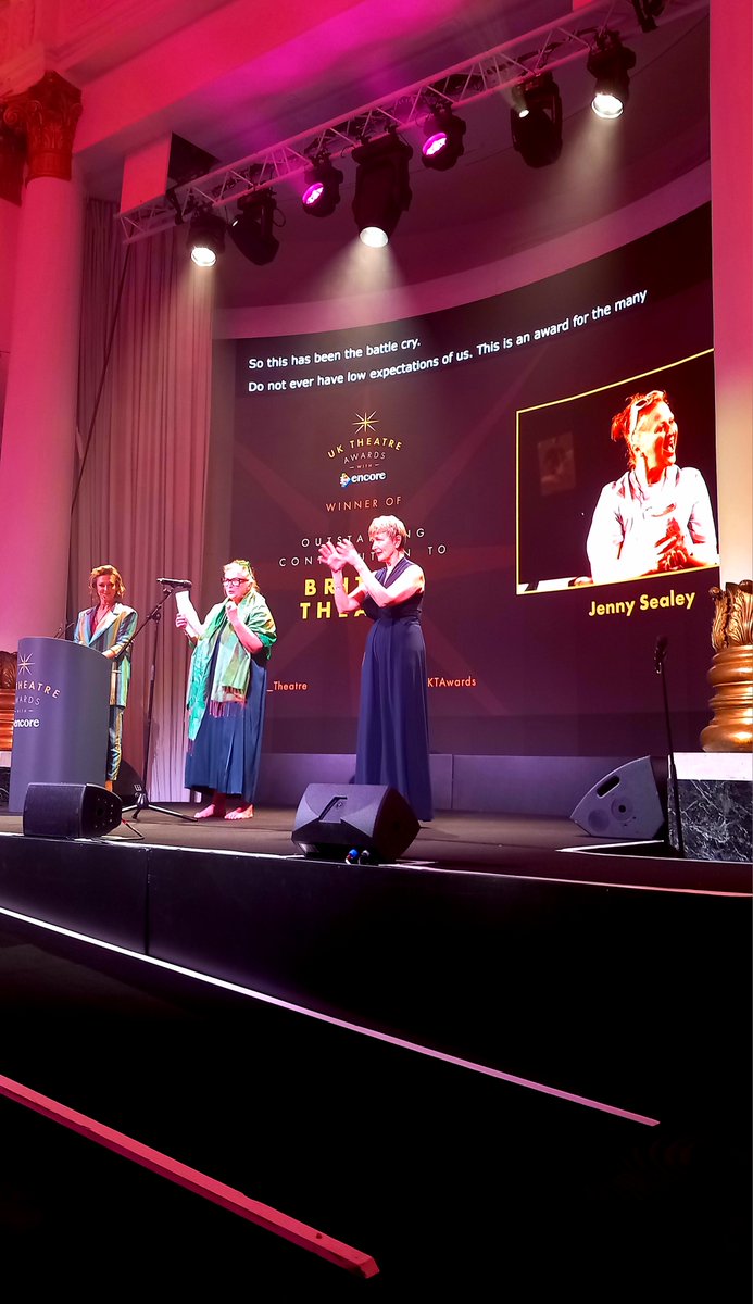 Andrew Miller (@andrewm_arts) on Twitter photo Career spanning awards for deaf & disabled creatives are still a rarity so watching <a href="/GraeaeJennyS/">Jenny Sealey</a> collect hers #UKTAwards felt important.
Pic says it all. Ramp to the stage, integrated BSL, Jenny in full flow.
Bravo Jen. Thank you for everything you've done & continue to do x Career spanning awards for deaf & disabled creatives are still a rarity so watching <a href="/GraeaeJennyS/">Jenny Sealey</a> collect hers #UKTAwards felt important.
Pic says it all. Ramp to the stage, integrated BSL, Jenny in full flow.
Bravo Jen. Thank you for everything you've done & continue to do x