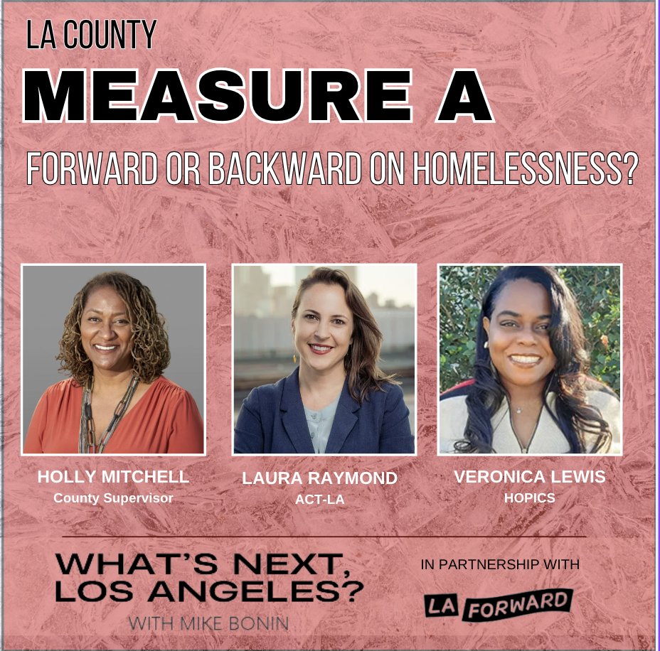 Mike Bonin (@mikebonin) on Twitter photo Homelessness is the biggest crisis in LA. Will we make progress and tackle this problem? Or will we backslide and allow another huge spike in homelessness? That’s what’s at stake with <a href="/TheBoldNewWay/">YES on Measure A</a> on the LA County ballot. We discuss on <a href="/whatsnextLApod/">whatsnextlosangeles</a> with <a href="/HollyJMitchell/">Holly J. Mitchell</a>, Homelessness is the biggest crisis in LA. Will we make progress and tackle this problem? Or will we backslide and allow another huge spike in homelessness? That’s what’s at stake with <a href="/TheBoldNewWay/">YES on Measure A</a> on the LA County ballot. We discuss on <a href="/whatsnextLApod/">whatsnextlosangeles</a> with <a href="/HollyJMitchell/">Holly J. Mitchell</a>,