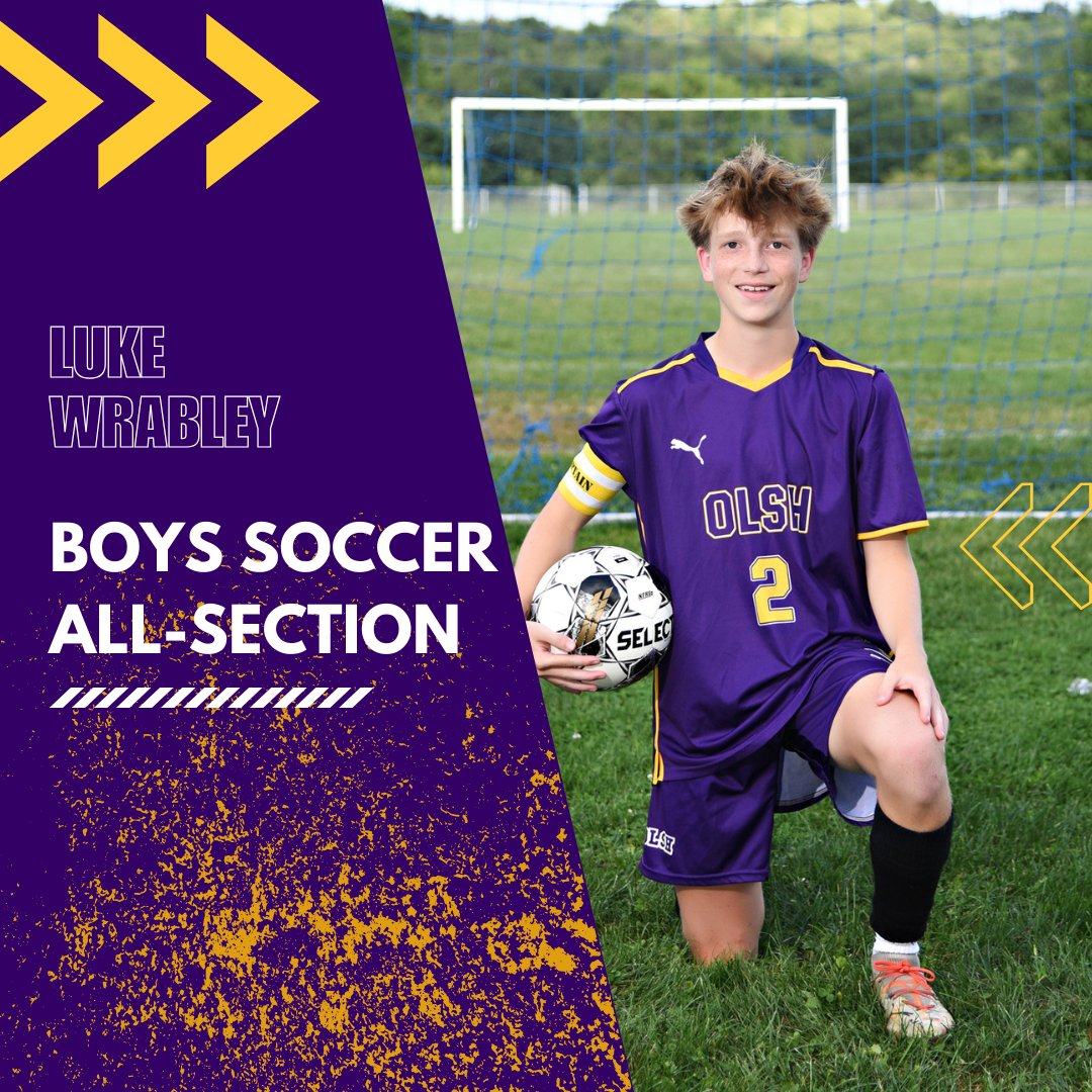 💜💛⚽Congrats to OLSH Boys Soccer players Patrick Altmar '26, Holland Cobourne '25, Owen Minzer '26, Luke Wrabley '26, Peter Zink '26  for being named All-Section! The team won their first-round playoff game yesterday and will move on in playoffs! #OLSHChargers