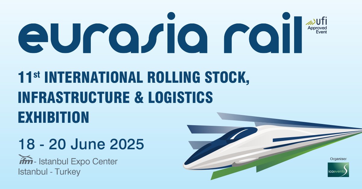 We are pleased to be supporting Eurasia Rail which will take place from 18-20th June 2025 at the Istanbul Expo Centre in Turkey. For more information and Stand reservations, visit bit.ly/4eScyUn