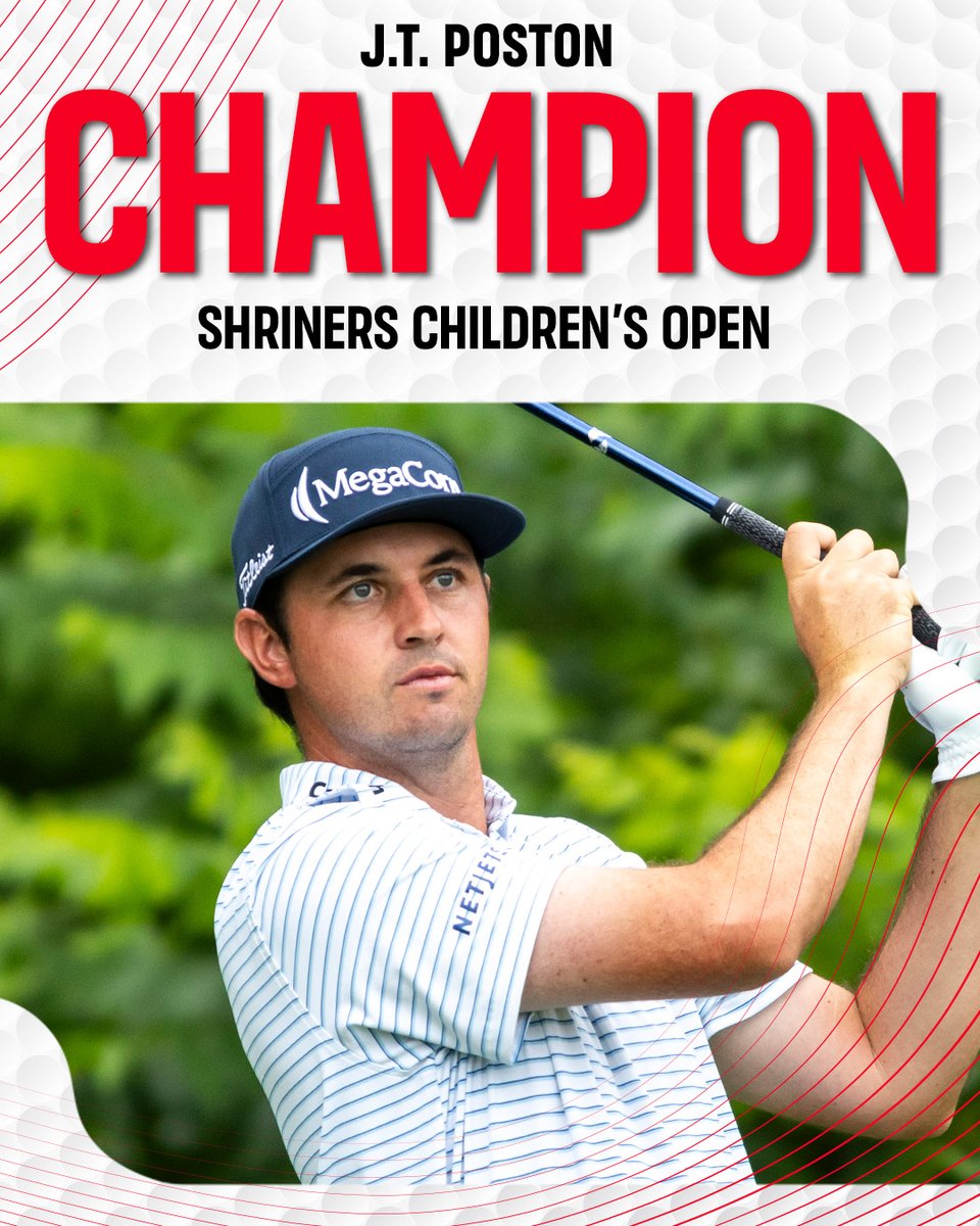 GolfChannel's tweet photo. Postman is BACK in the winner's circle. 📬🏆
J.T. Poston captures the Shriners Children's Open for his third career TOUR victory! https://t.co/Ps8dkmU76E