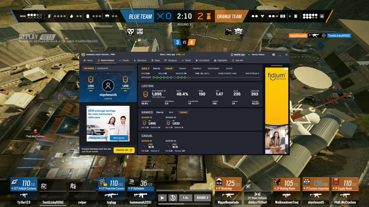 chillyfx's tweet photo. #R6TrackerReport
For: Blatant Cheating

User/Privacy Name: niqofenuni5
User ID: f9f8929b-2ec9-4cd9-813a-1e18fcf5e4f5

Match Start: 2024-10-20 23:19:43 (UTC)
Match ID: d33ca4d6-fcc4-41fa-aab9-21e85cf8b2d3 https://t.co/uKlRB3J6Jr