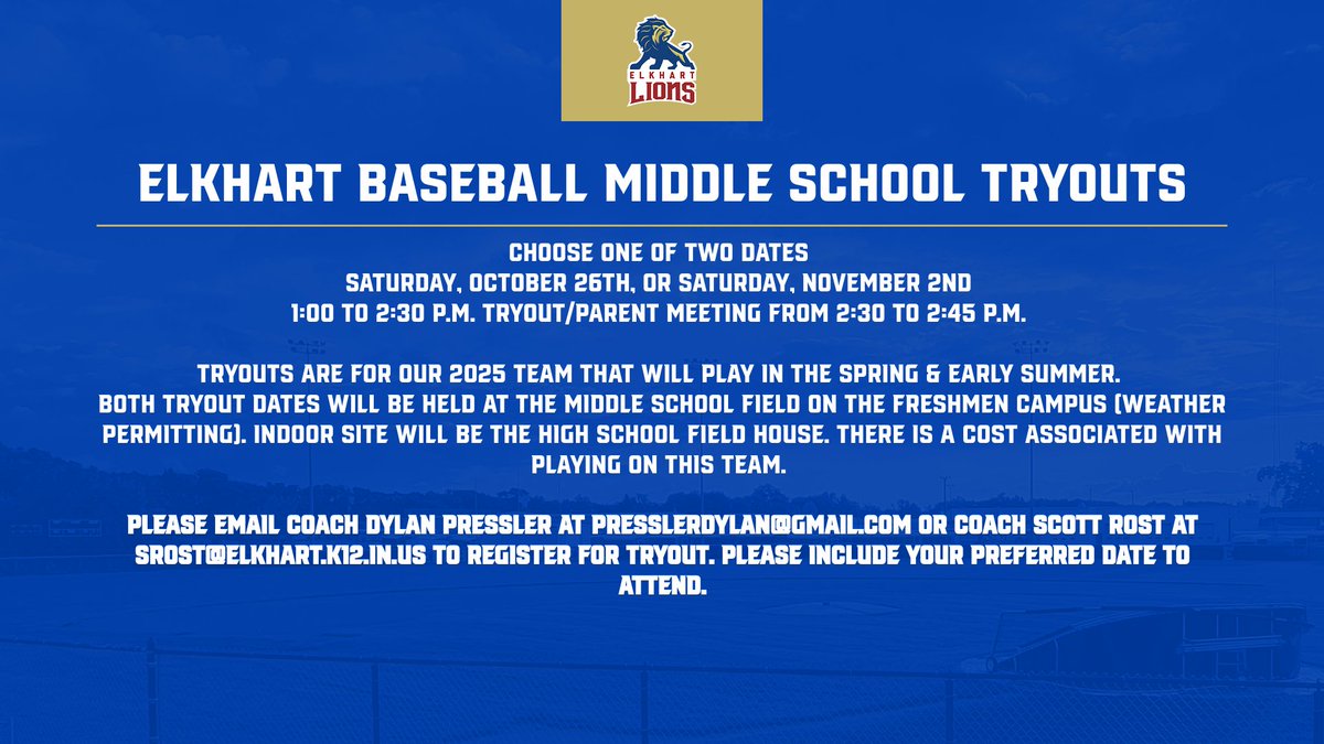 Elkhart HS Lions Baseball tweet media