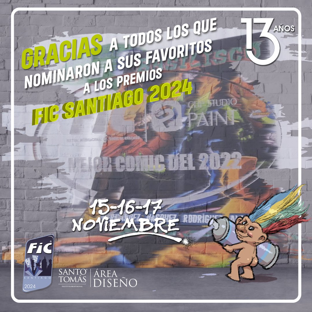 #PREMIOSFIC 🏆 ¡Gracias por participar nominando a tus artistas y obras favoritas! Más de 2.000 personas apoyaron a sus candidatos y candidatas este año. ¡Pronto difundiremos a quienes pasaron a la votación final! #ficsantiago #comic #comicchileno