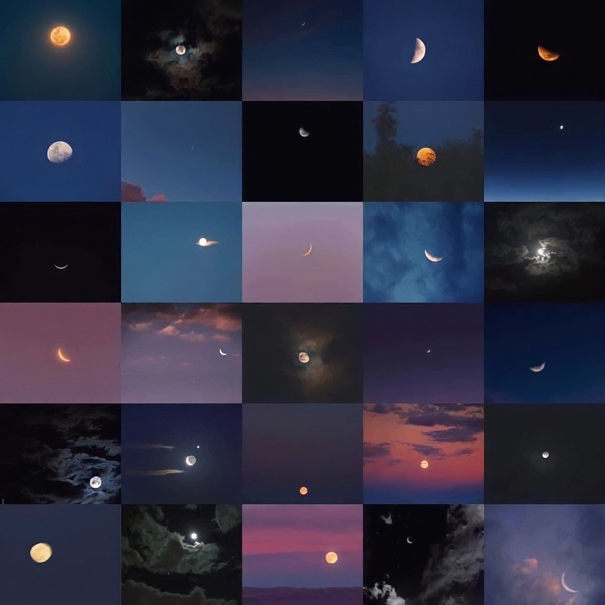de cualquier color o forma, la luna siempre se ve hermosa
