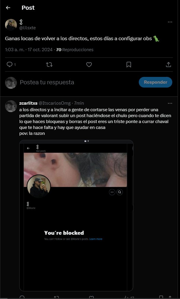 ItscarlosOmg's tweet photo. @_xsete por lo que sea te has cambiado el nombre he visto a gente con miedo pero dps estas tu haber si ahora borras este post tbm tio que veo que te afectan venga tio un abrazo https://t.co/ljOFscPvnL