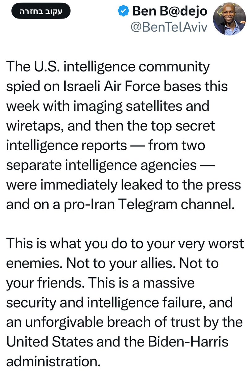 BREAKING!

Biden-Harris-Blinken regime is SPYING on Israel’s military!