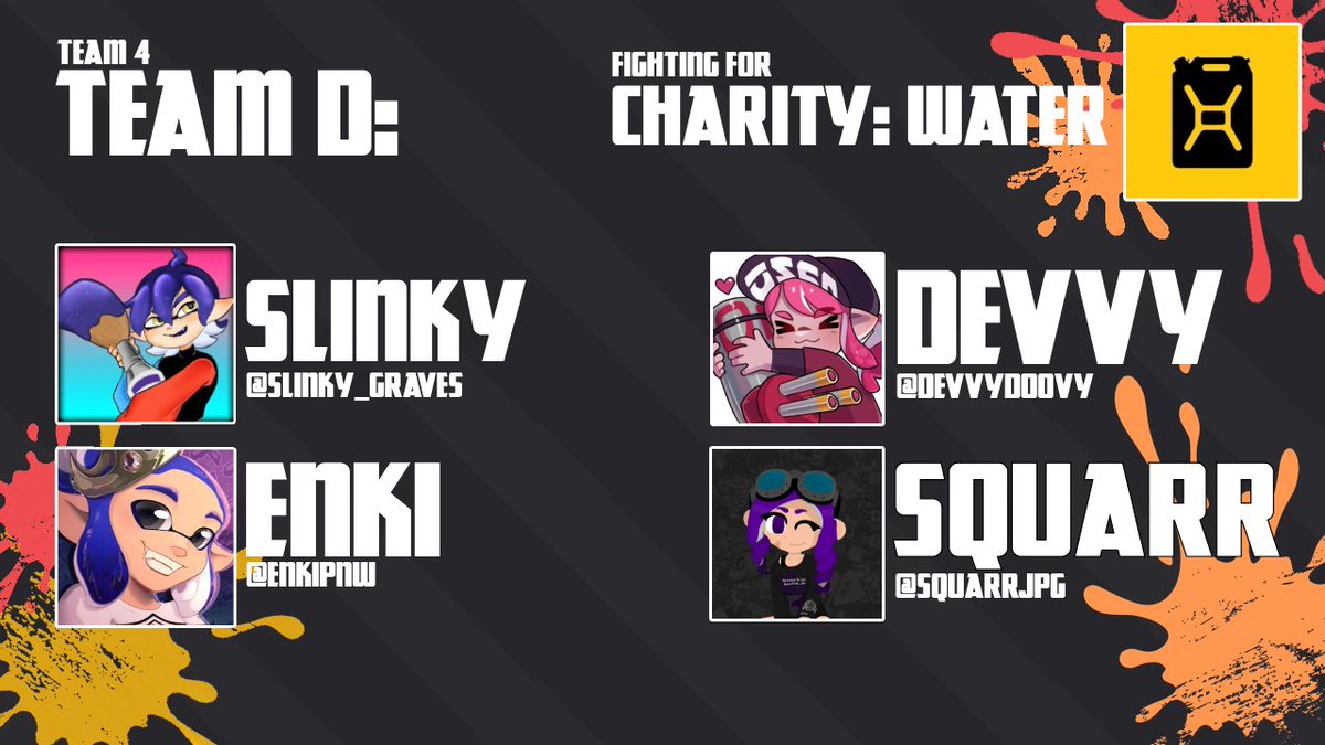 Inksane! (@inksanespl) on Twitter photo Next up is team D: , with <a href="/Slinky_Graves/">Slinky Graves 🖌🏃♂️</a>, @enkipnw, <a href="/DevvyDoovy/">Devvy</a>, and <a href="/Squarrjpg/">Squarr.jpg</a> fighting for Charity: Water!
The Inksane Invitational 2024 - 10/26/24 Next up is team D: , with <a href="/Slinky_Graves/">Slinky Graves 🖌🏃♂️</a>, @enkipnw, <a href="/DevvyDoovy/">Devvy</a>, and <a href="/Squarrjpg/">Squarr.jpg</a> fighting for Charity: Water!
The Inksane Invitational 2024 - 10/26/24
